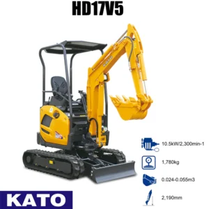 Kato HD17V5 1.7 Ton Mini Excavator – 15.5 HP Zero Tail Swing